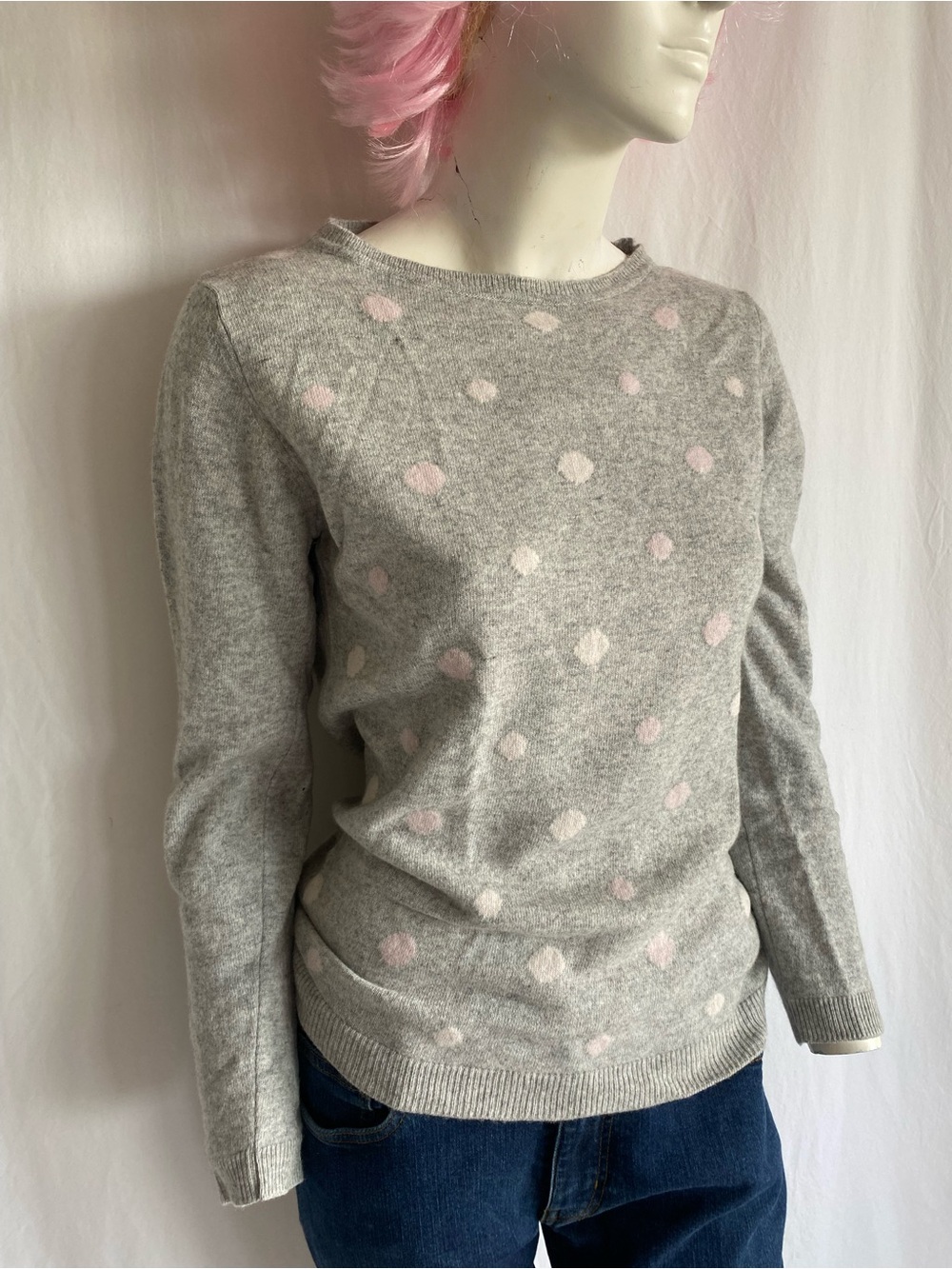 Hekla & Co Italian 48% Merino 7% Cashmere 30% Viscose Polka Dot Sweater M